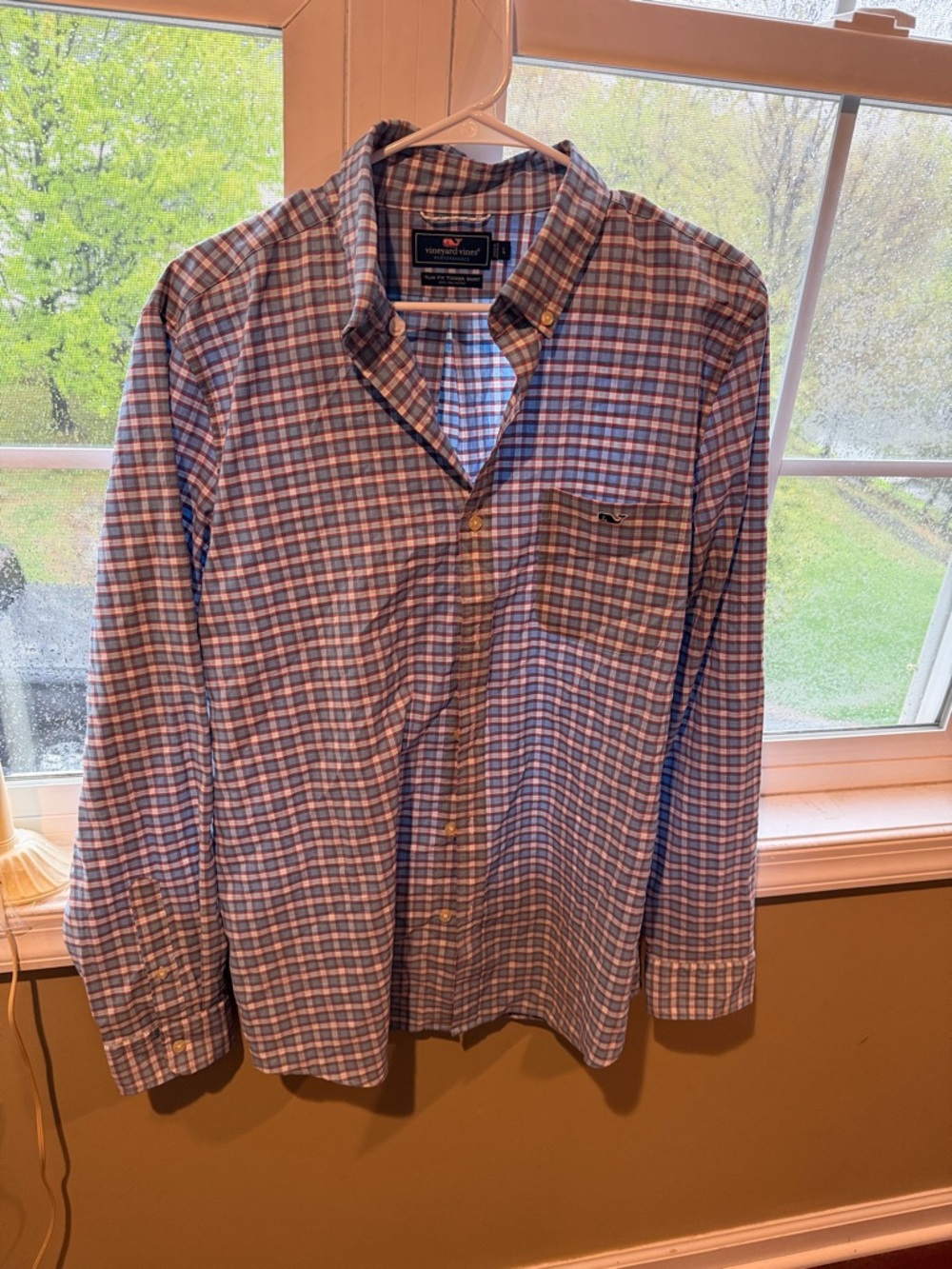 Vineyard Vines Blue and Pink Plaid Button-Down Shirt